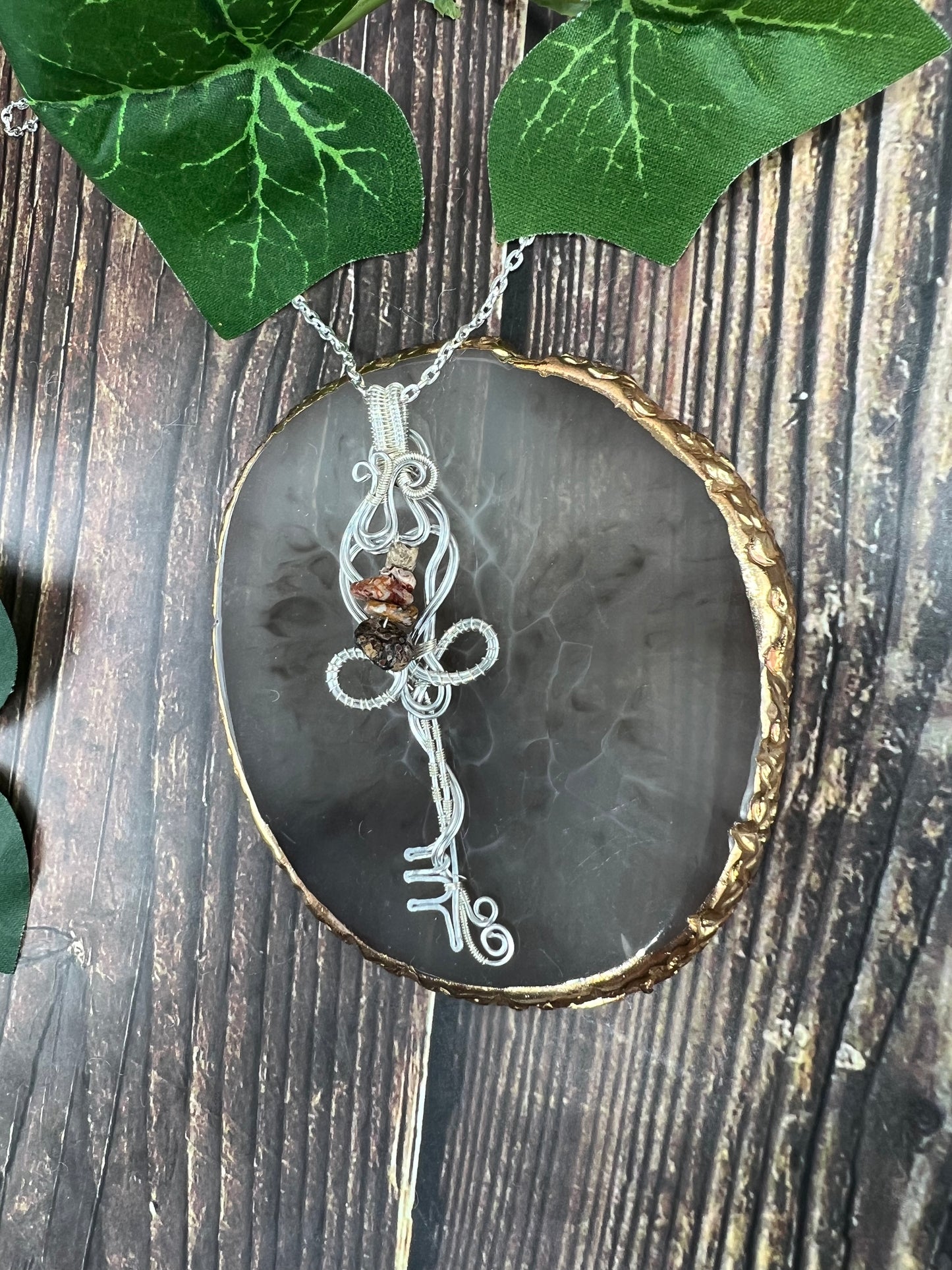 Key Necklace - Wire Wrapped Crystals