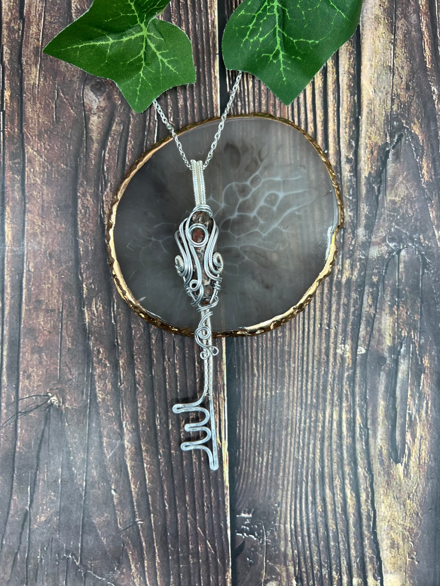 Key Necklace - Wire Wrapped Crystals