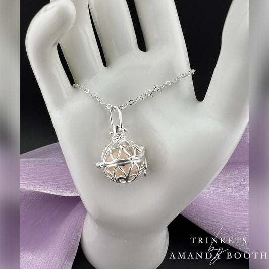 Round Cage Necklace with Custom Bead