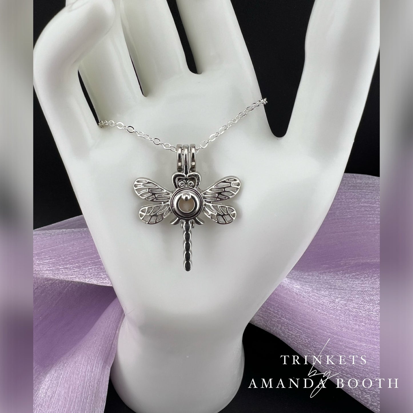 Dragonfly Cage Necklace with Custom Bead