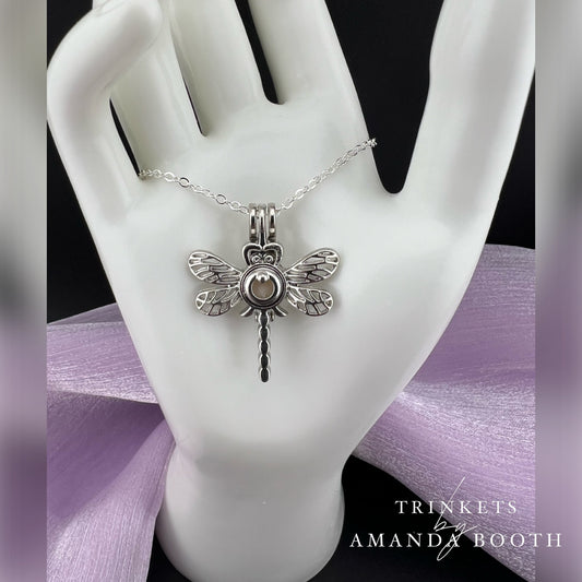 Dragonfly Cage Necklace with Custom Bead