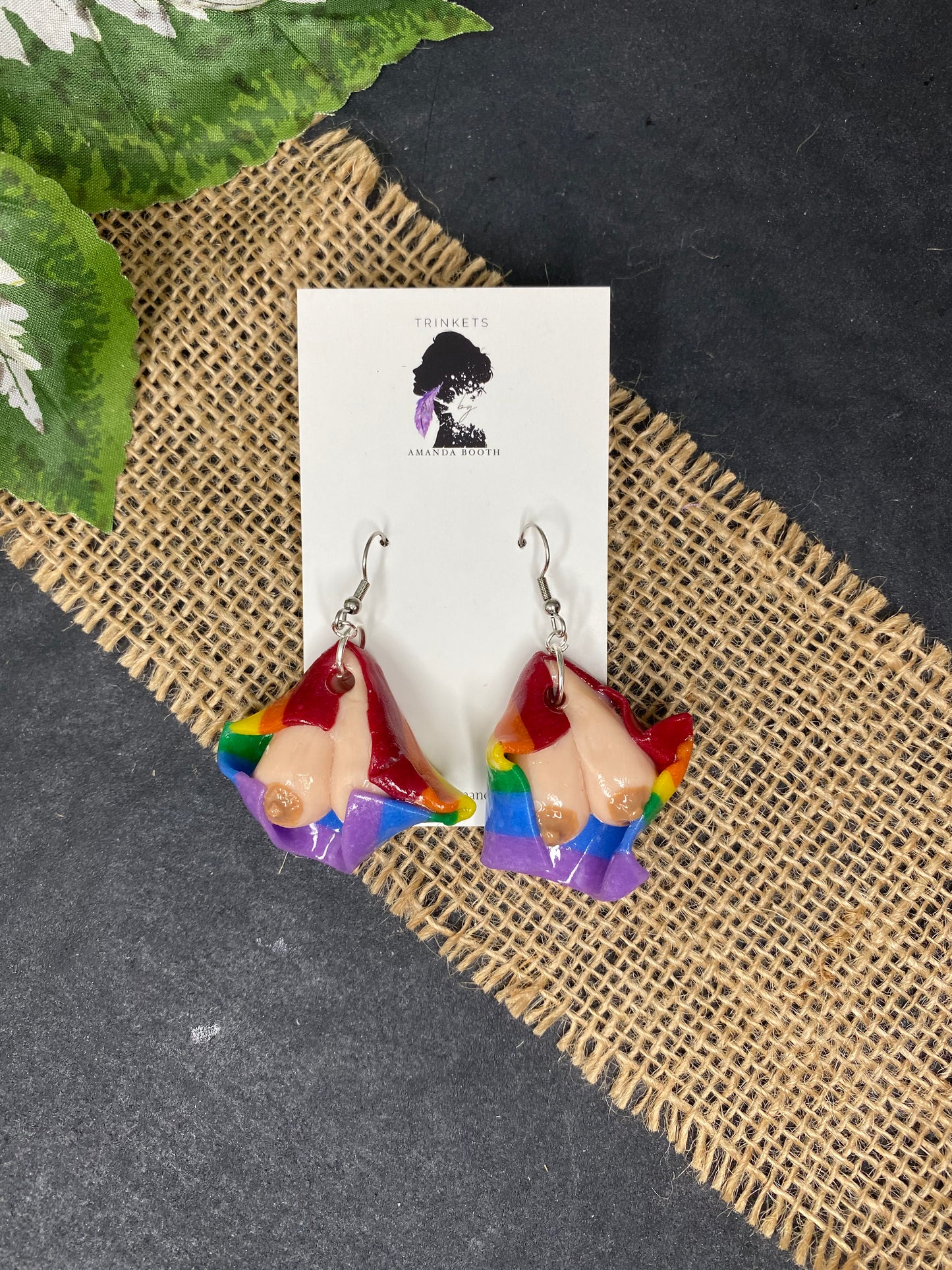 Pride Breasts with Flag Earrings