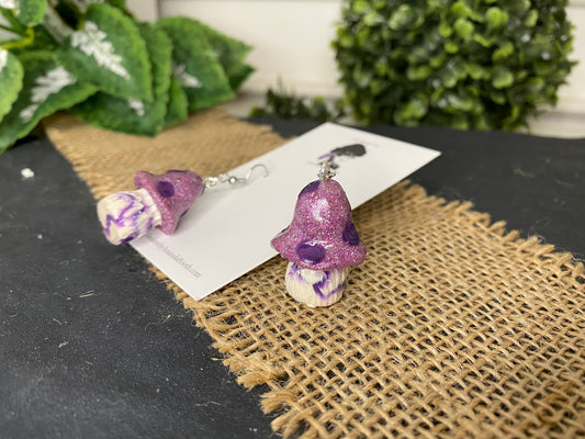 Purple Power Mushroom Earrings