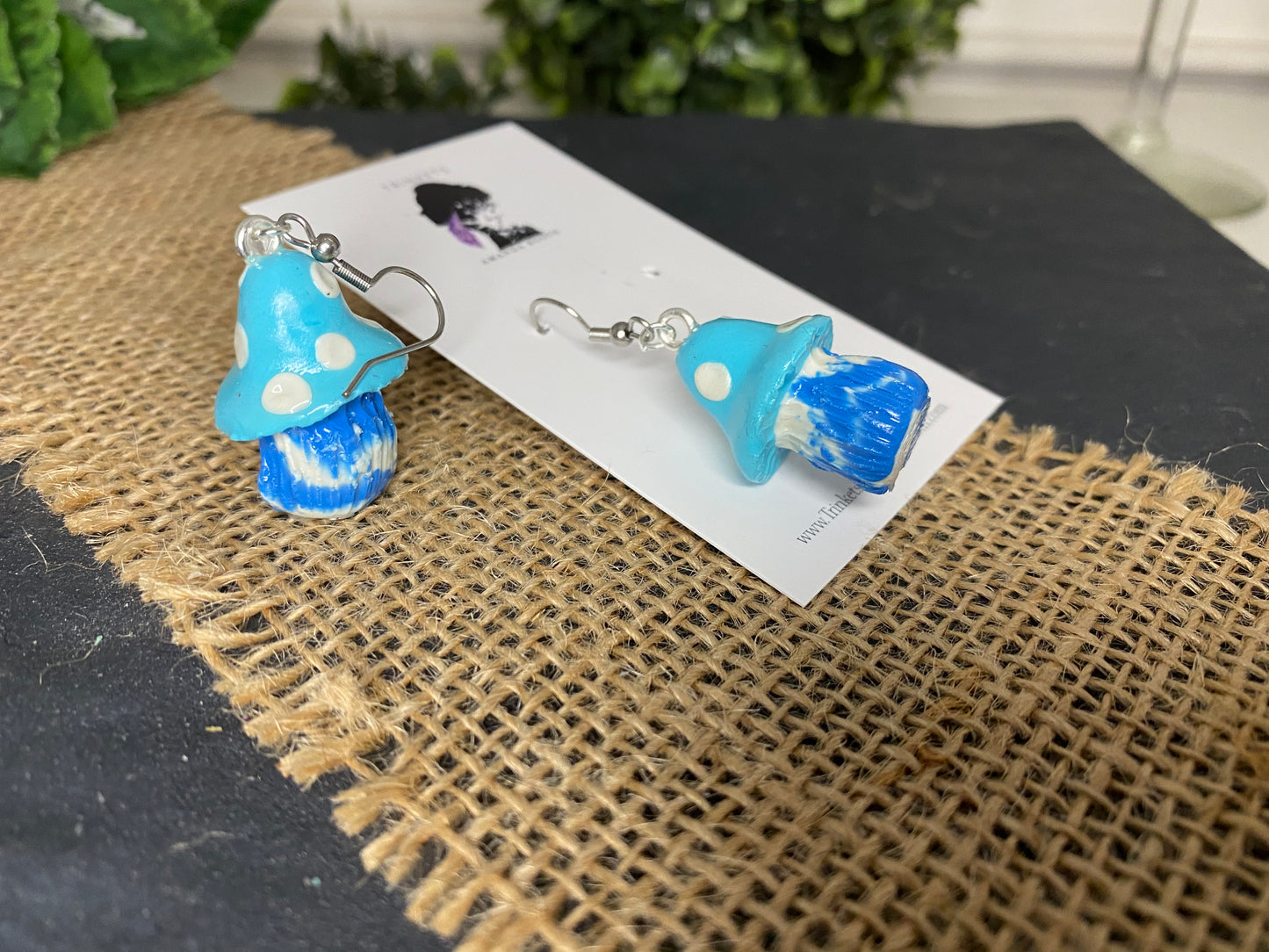 Feeling Blue Mushroom Earrings