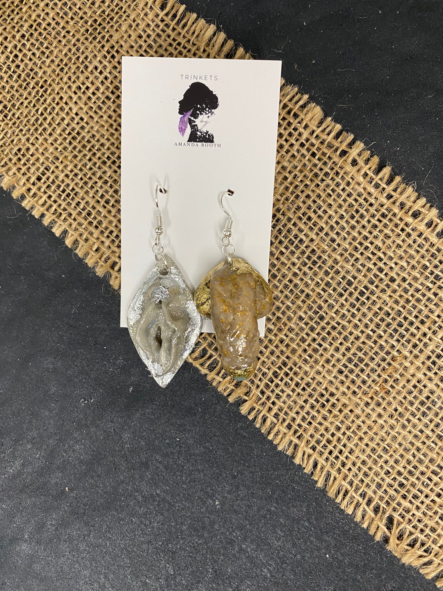 Mismatched Penis/Vagina earrings