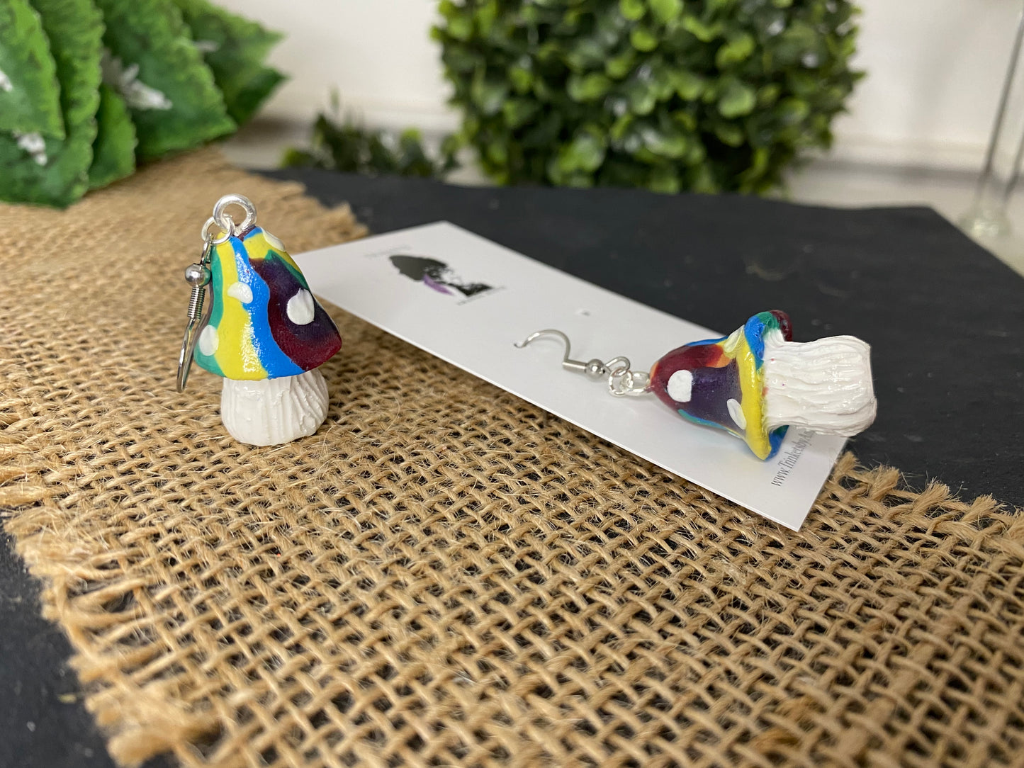 Rainbow Mushroom Earrings