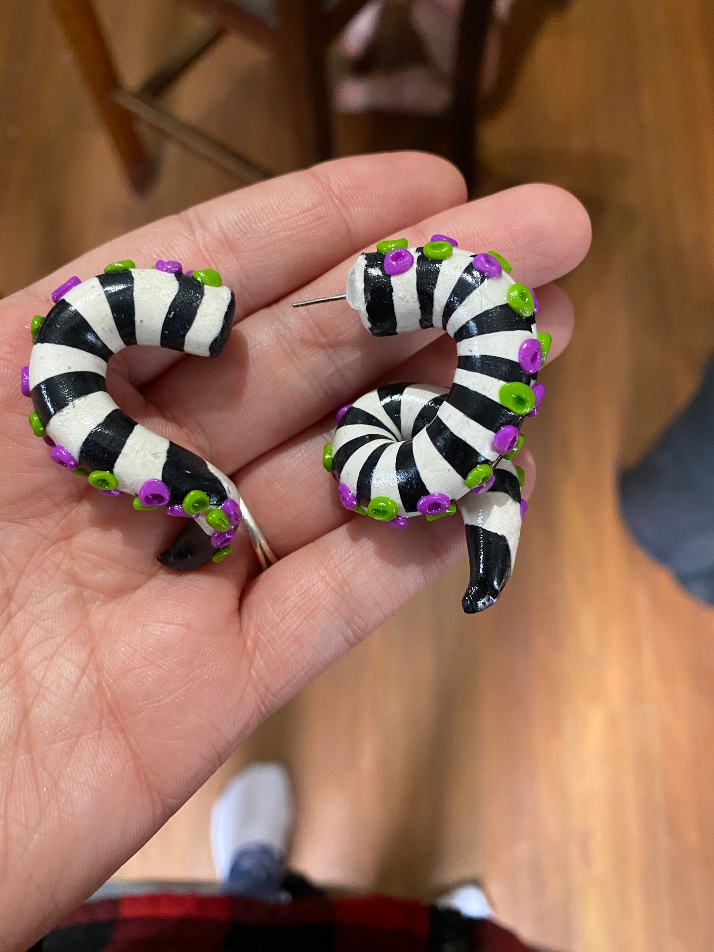 Purple/Green Tentacle Earrings (Faux or Real Stretchers Available)