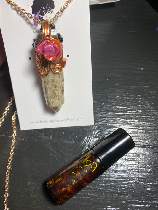 Positive Vibes and Energy Intention Necklace with Free Oil