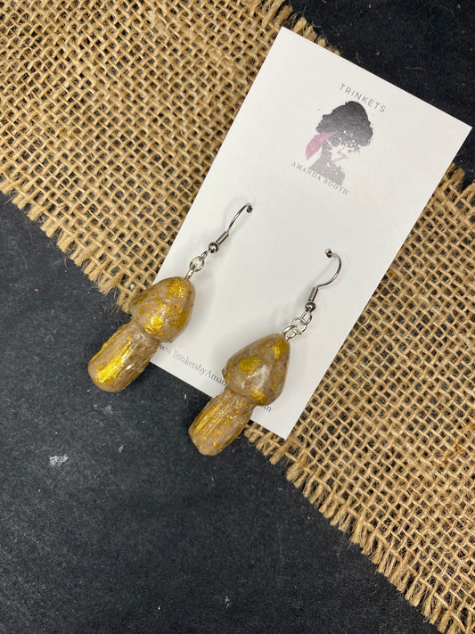 Golden Mushroom Earrings