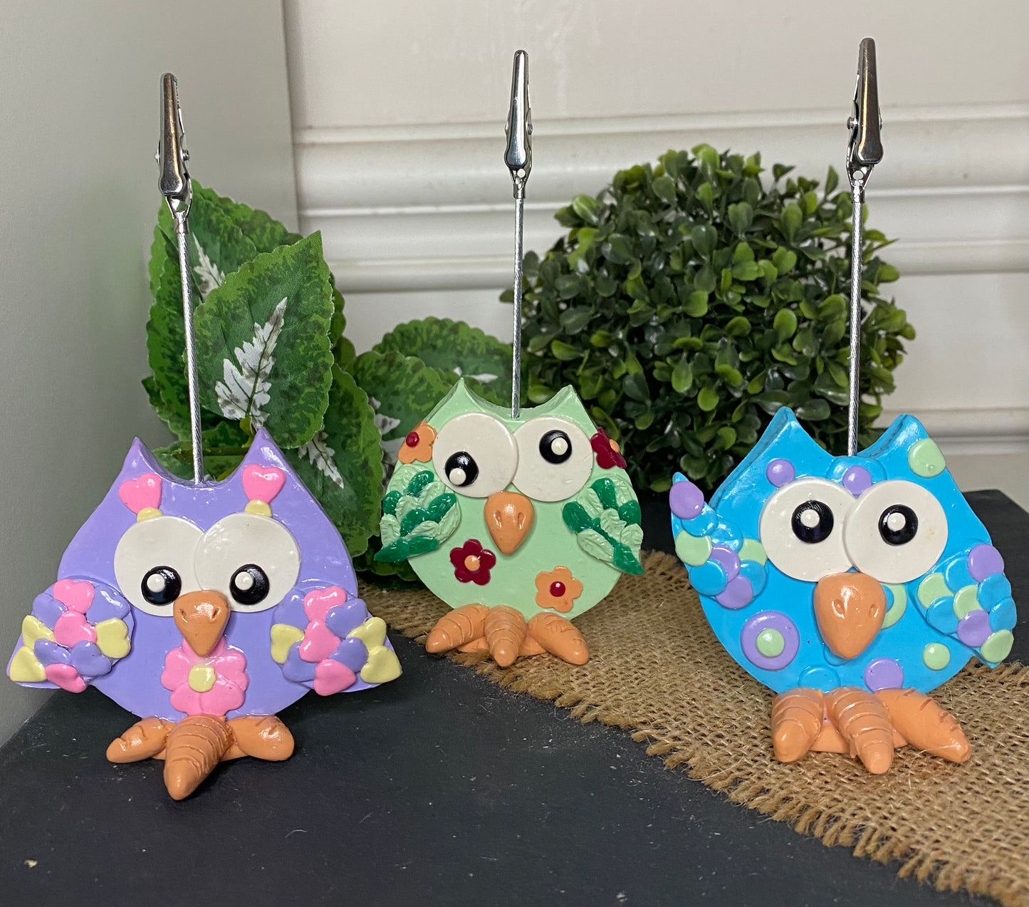 Set of 3 Owl Picture Holders