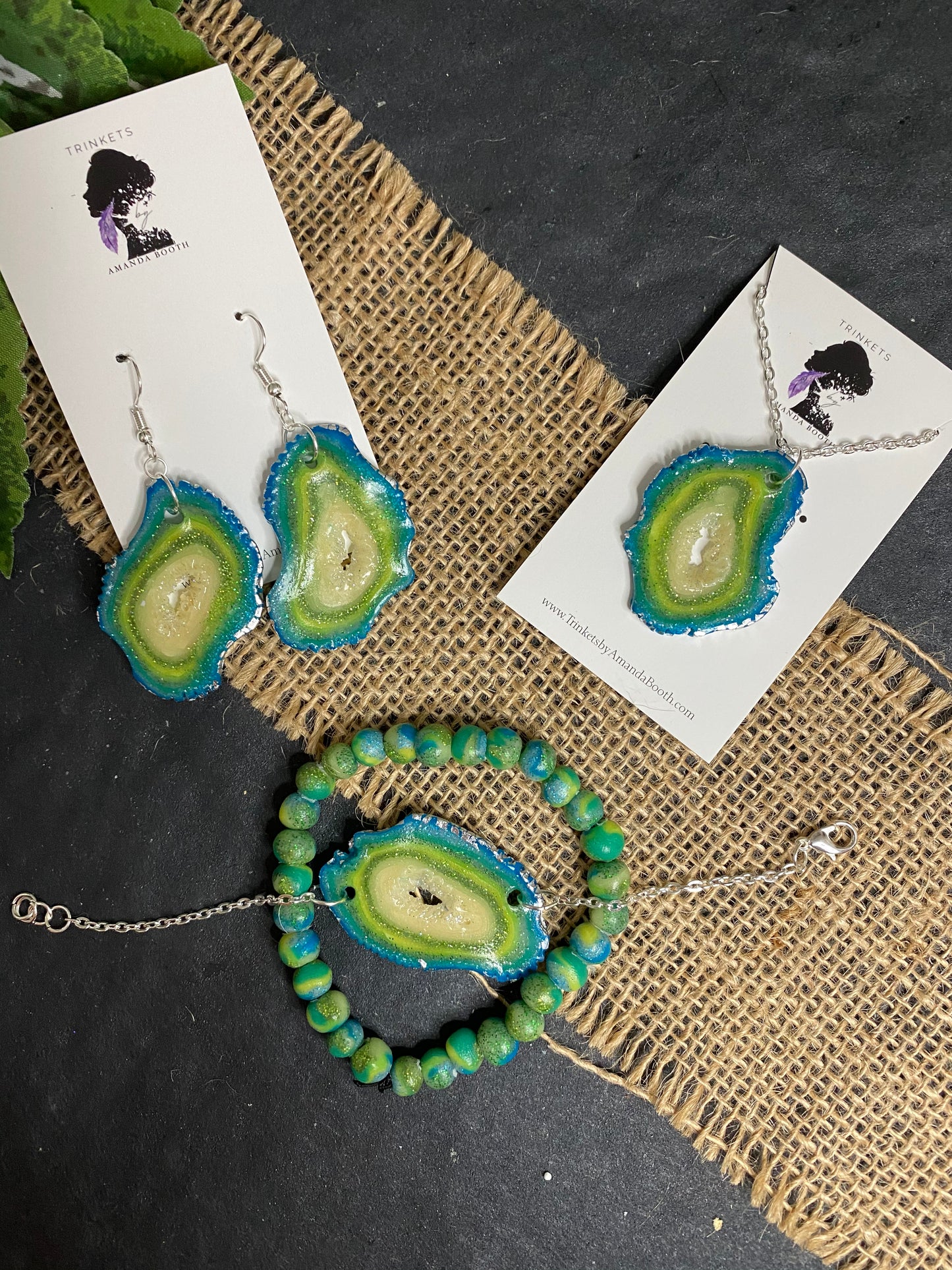 Lime/Turq Faux Geode Collection